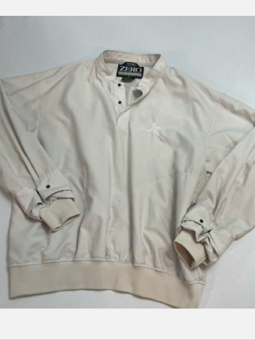 Zero Restriction Pullover Snap Collar Beige Microfiber Performance Golf JacketXL